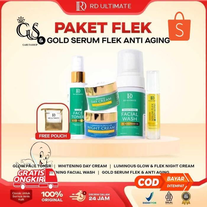 Ew64 CREAM RD ULTIMATE - PAKET FLEK FREE SERUM GOLD UNTUK ATASI NODA HITAM PADA WAJAH DAN ANTI AGING