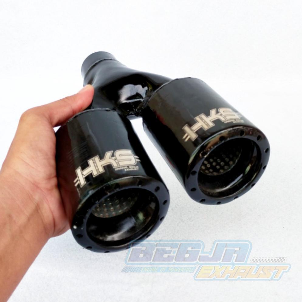 KNALPOT MOBIL RACING HKS BLACK CABANG ORIGINAL BEGJA EXHAUST