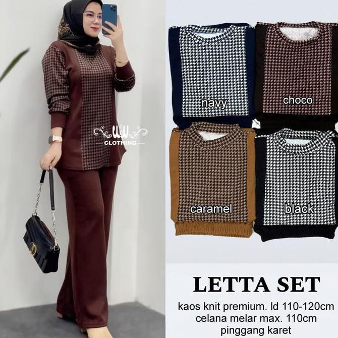 LETTA SET Celana Kulot Simple Elegan Bahan Knit Premmium LD 110-120cm Oneset Wanita Dewasa Kekinian