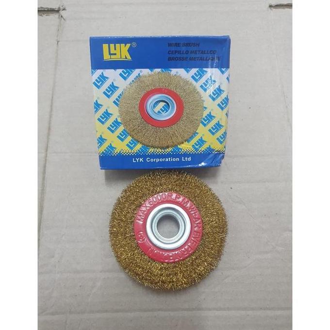 SIKAT KAWAT PIRING GERINDA / WIRE BRUSH KUNINGAN 8" LYK / mata gerinda
