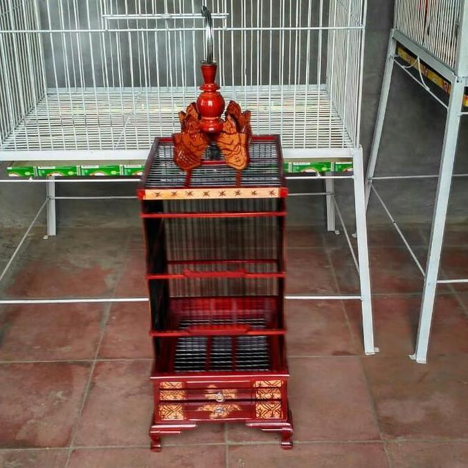 BEBAS ONGKIR - Kandang burung ukiran Semar kayu jati utk burung pleci ciblek dll