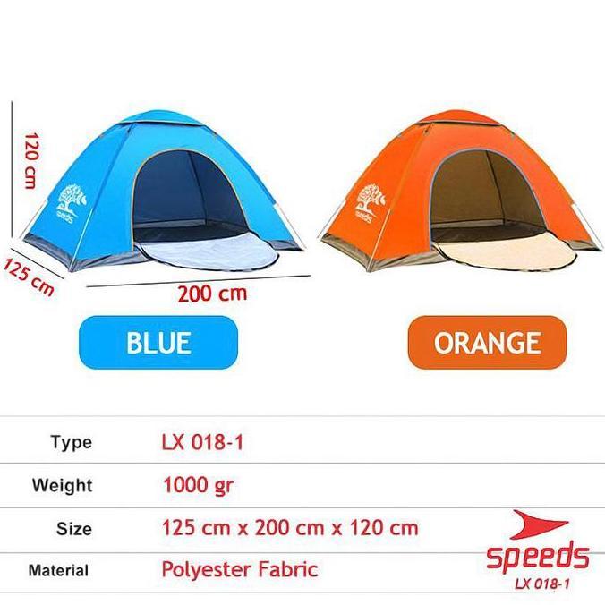 Speeds Tenda Camping 2 Orang Tenda Lipat Bahan Parasut Anti Hujan Outdoor 018-1