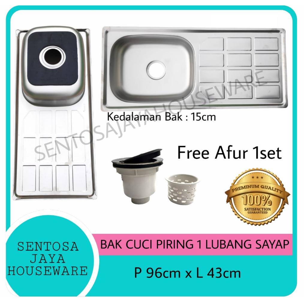 BAK CUCI PIRING 1 LUBANG SAYAP STAINLESS / TEMPAT CUCI PIRING 1 LUBANG