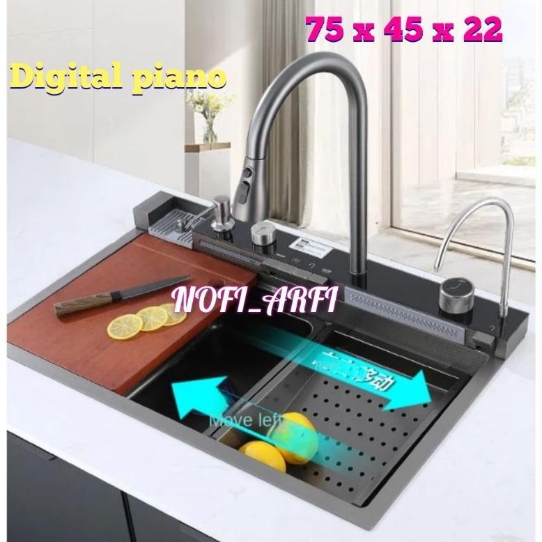 SaleKithen sink luxury modern design/bak cuci piring piano/with digiplay waterfall design/bak cuci p