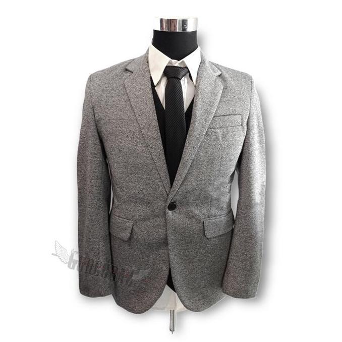 Jas Pria Blazer Pria Abu Tebal Slimfit Original Gorgoraz Fg Blazer Casual Fleece Polyester Formal