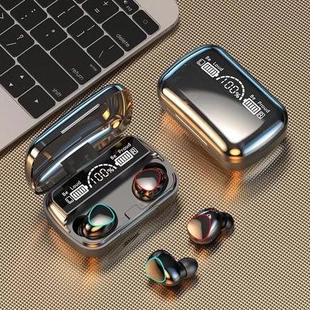 Headset Bluetooth M-10 Tampilan Digital Cerdas Earphone Gaming Bluetooth TWS + Powerbank Digital Sub