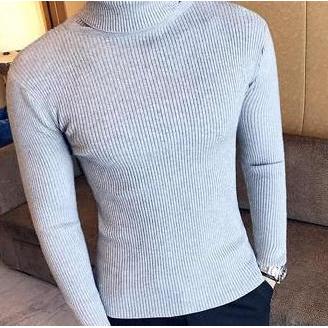 Kaos Rib Turtleneck Premium Pria Lengan Panjang Knitwear Tebal