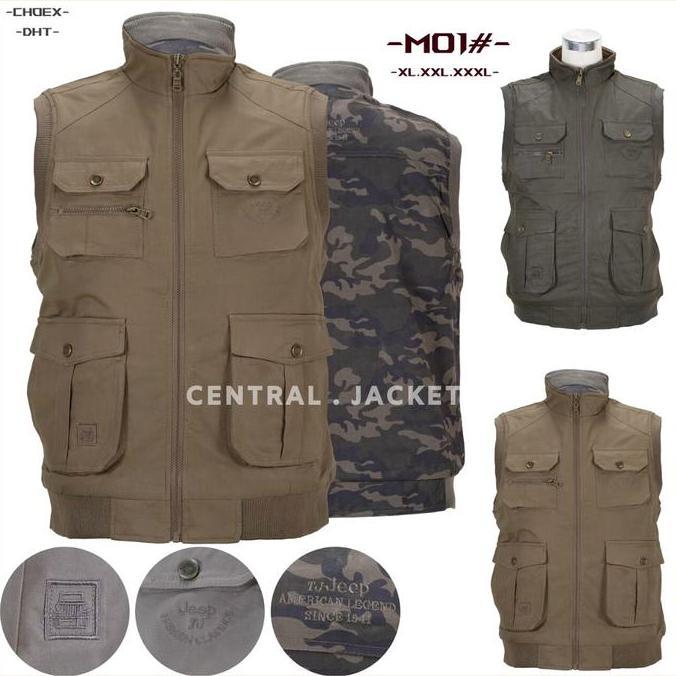 Rompi Jeep Bolak Balik Loreng - Jaket Rompi Outdoor - Rompi Pria