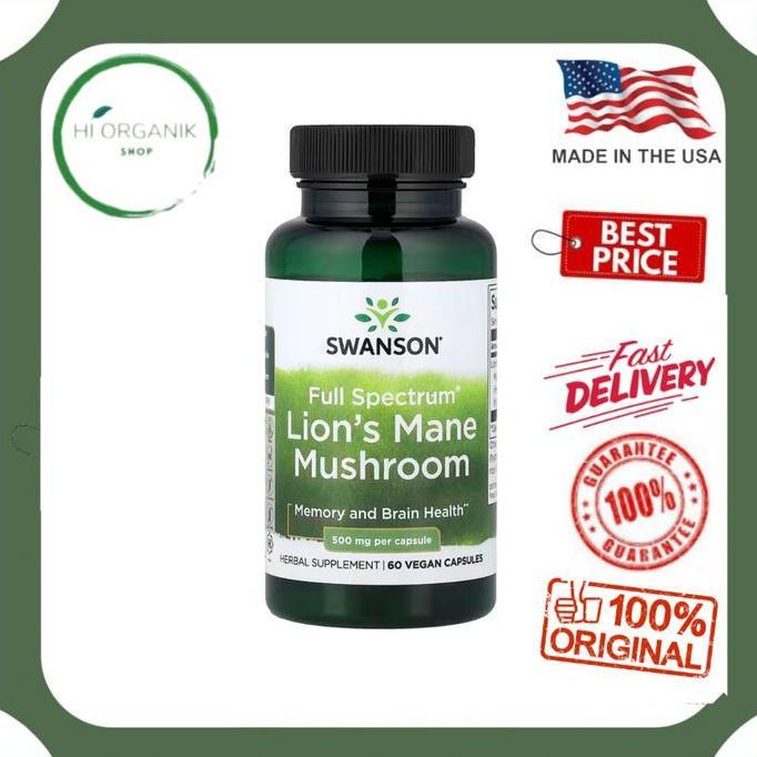 Swanson Full Spectrum Lion'S Mane Mushroom Lions Mane 500 Mg 60 Vegan Capsules Original