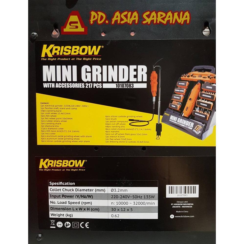 Mesin Mini Die Grinder Tuner Set 217 Pcs KRISBOW / Gerinda Bor Mini / Gurinda