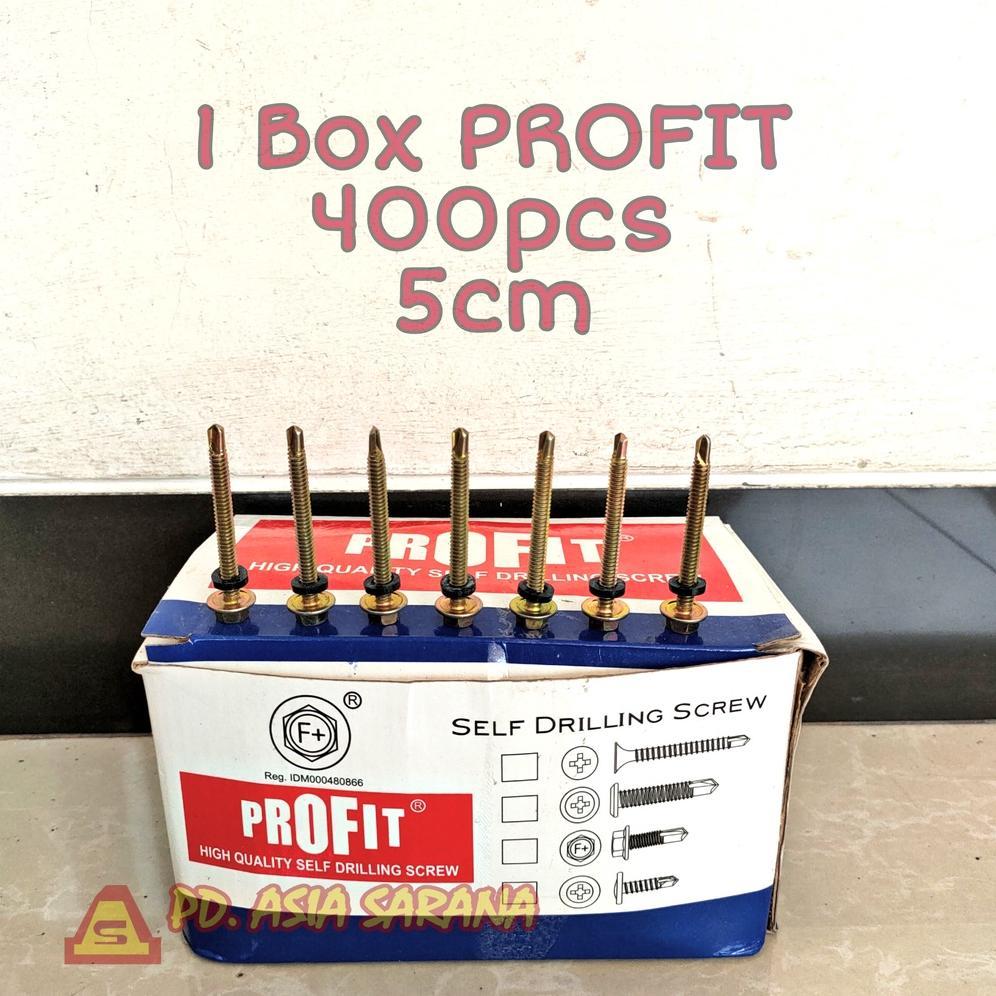 [DUS] Paku Roofing 5cm PROFIT Kuning Baut Skrup Holo Atap Sekrup 12x50