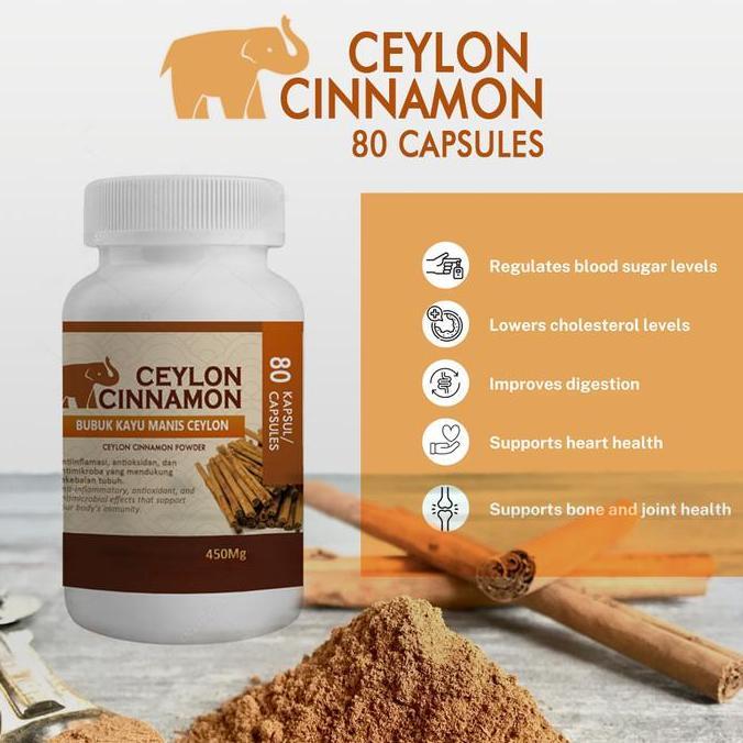 Kayu manis Ceylon 80 Kapsul Pure Ceylon Cinnamon