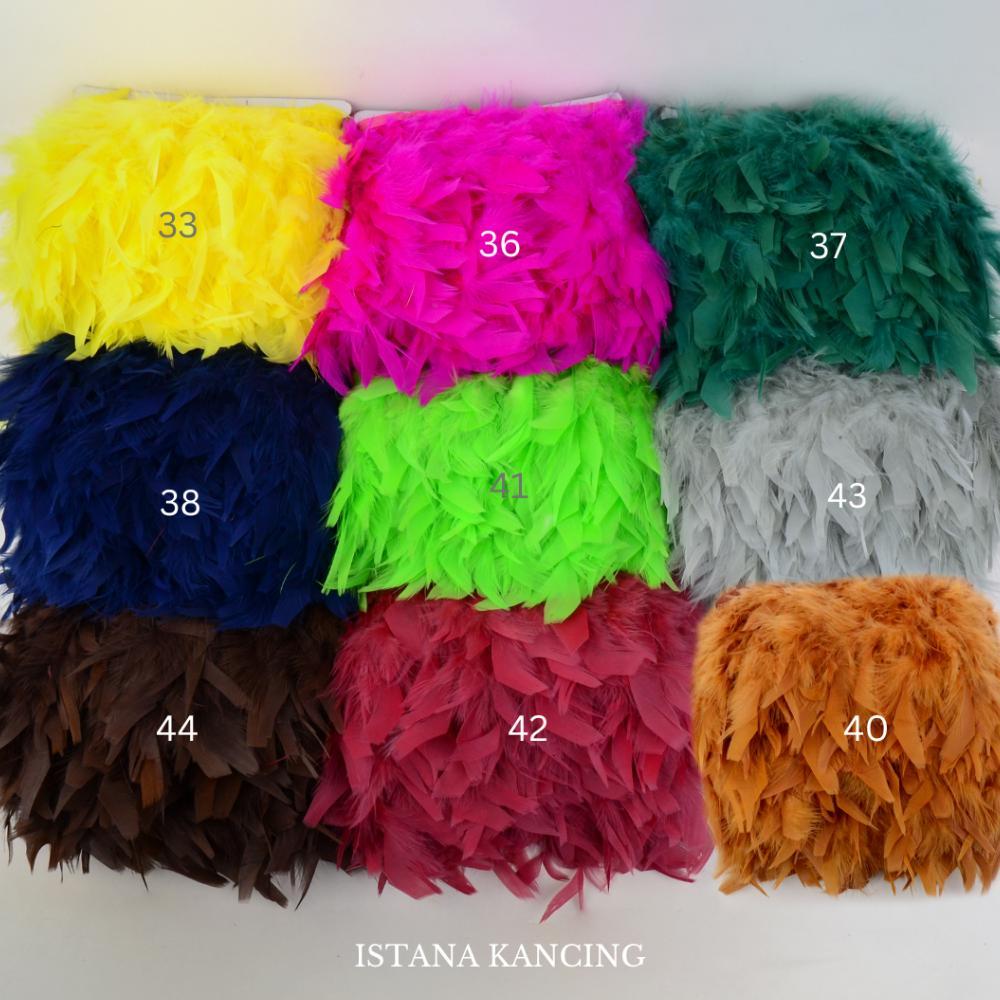 Muntiarashop - Aplikasi Bulu Lembut Turki | Turkey Feathers 8-11Cm Bordir Renda | Istana Kancing Is7
