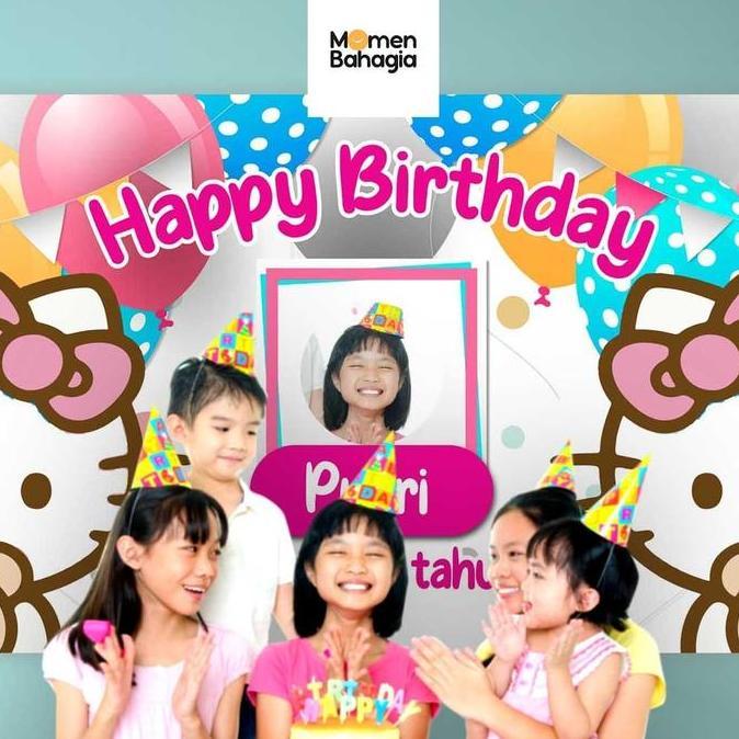 Terjangkau Backdrop / Banner Ulang Tahun Hello Kitty Premium Bagus Murah