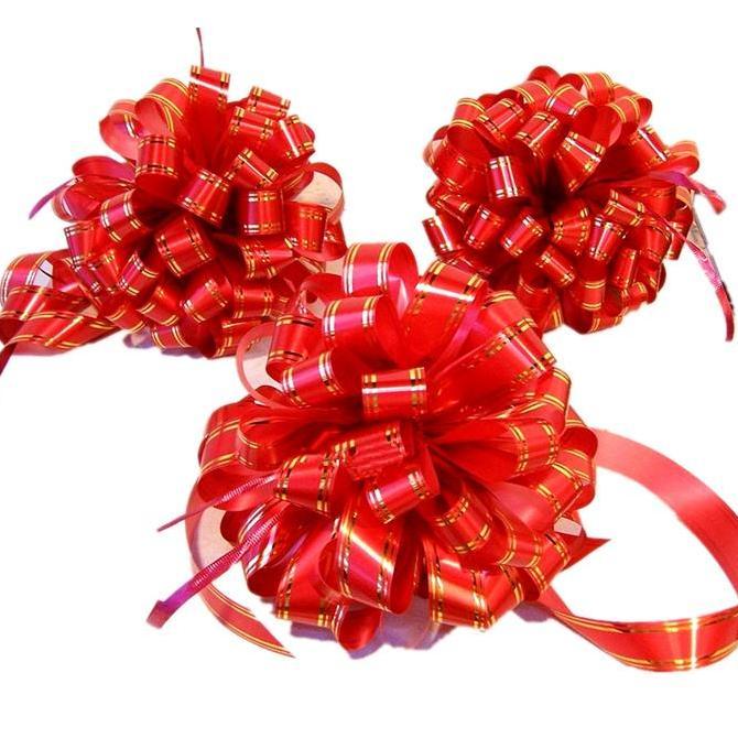 Terjangkau Pompom Gunting Pita Peresmian Kombinasi Warna Lis Emas Gold Set Paket Pink