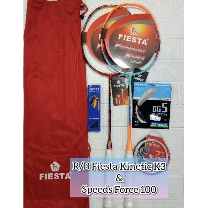 NEW Raket Badminton NEW FIESTA FS KINETIC K3/SPEED FORCE 100 taiwan 35LBS