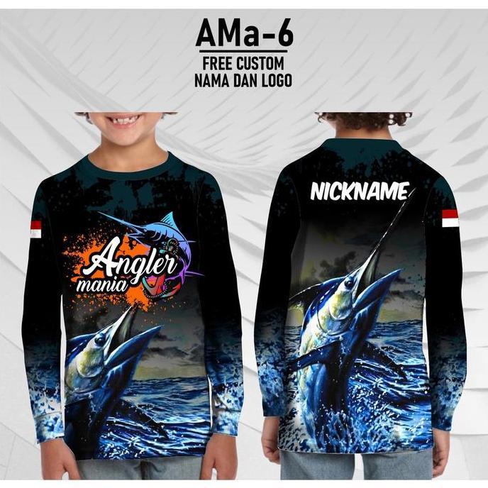 kaos mancing anak jersey mancing anak angler free custom nama dan logo