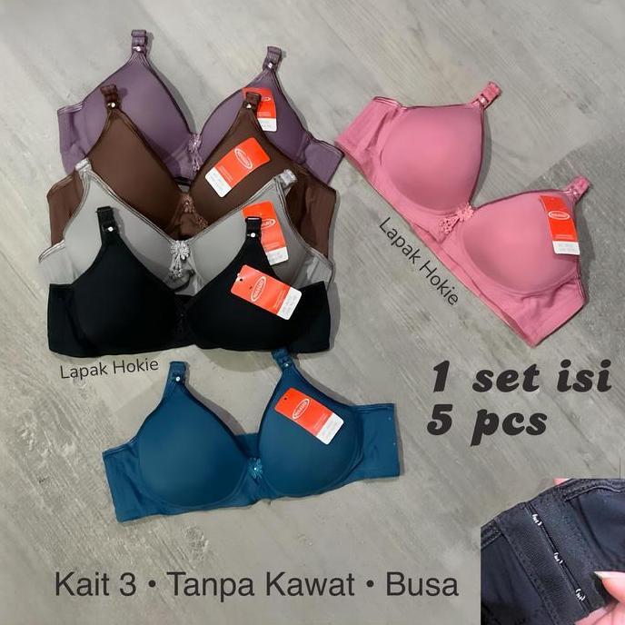 (PAKET HEMAT 5 PCS) BRA MISSLILY TOYAZI ROUMEI KAXILIMAN POLOS 001 002 003 KAIT 3 TANPA KAWAT bh 36-