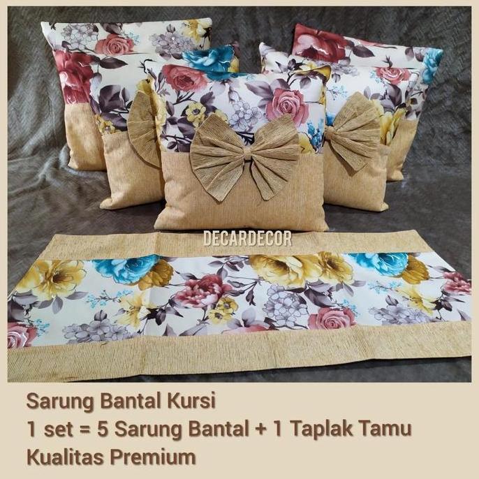 TERMURAH - Sarung Bantal Sofa Shabby Chic Imlek Motif Bunga Cantik Minimalis