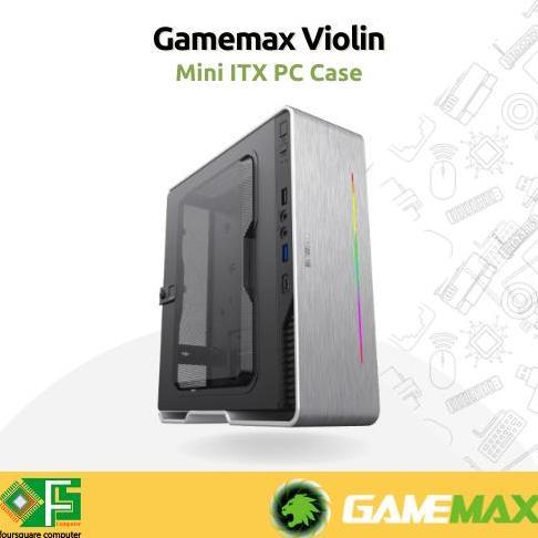 Casing Gaming M-ITX Gamemax Violin Silver With ARGB LED Strip + PSU
