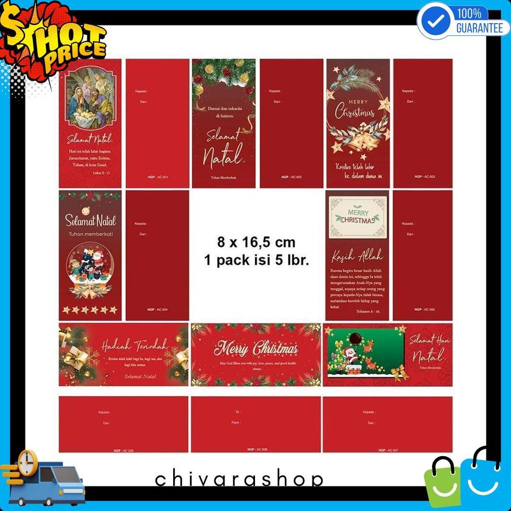 Cusss Serbu! Angpao Natal Isi 5 Amplop Natal Merah Motif Natal Murah