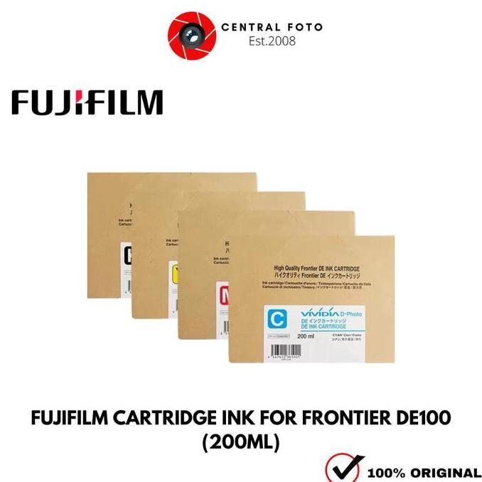TINTA CATRIDGE FUJIFILM FRONTIER DE100 FUJI DE100 FUJIFILM DE10 ORIGINAL RESMI BLACK CYAN MAGENTA YE