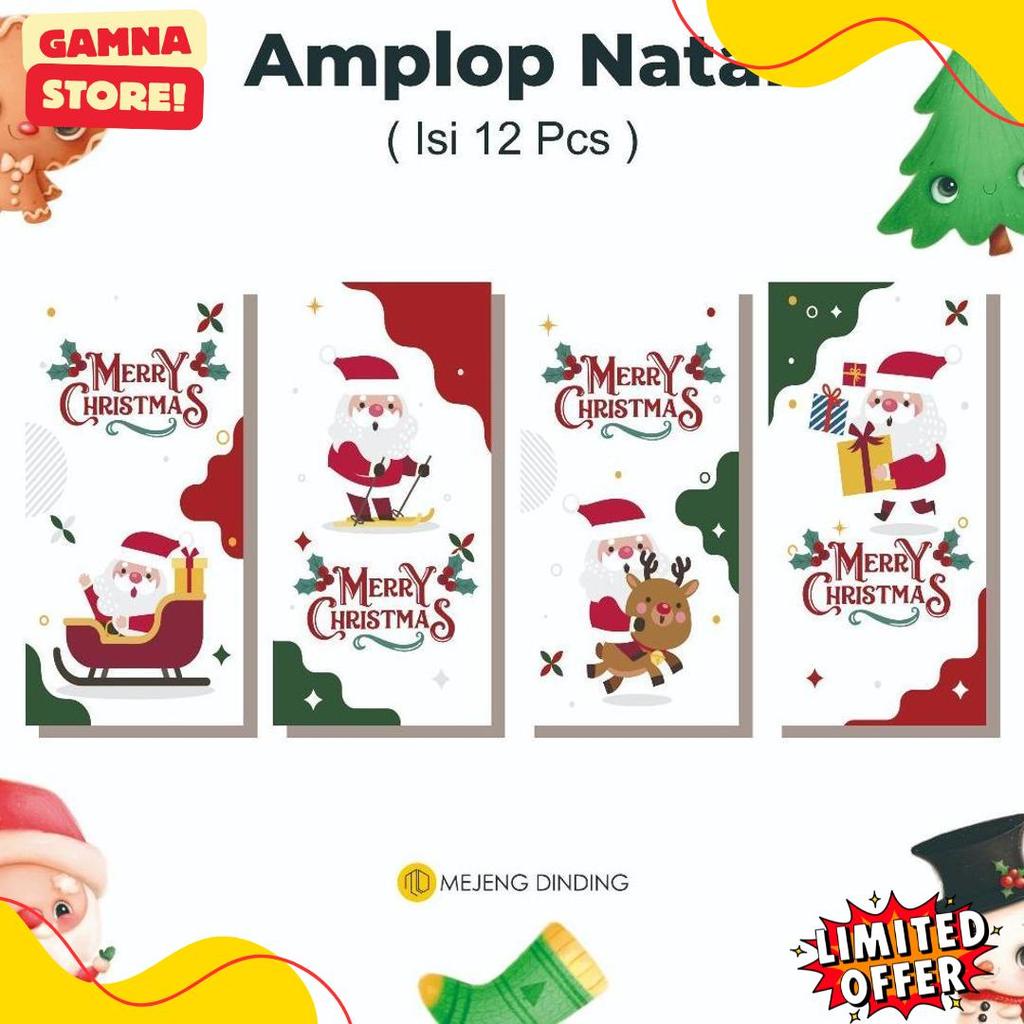 Lagi Diskon Nih (Isi 12) Amplop Angpao Natal | Christmas Envelope | Angpao Natal Merry Christmas | A