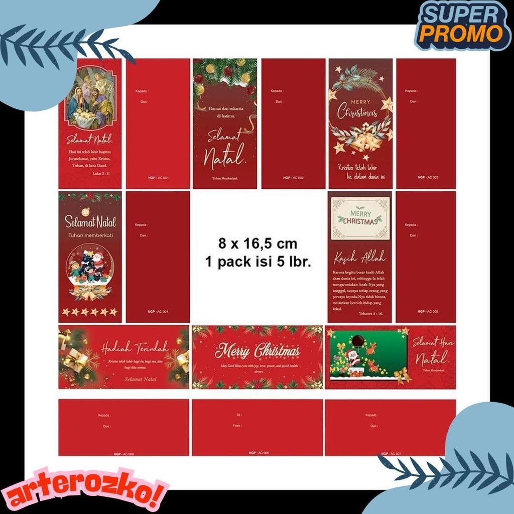 Diskon Kemerdekaan Angpao Natal Isi 5 Amplop Natal Merah Motif Natal Murah
