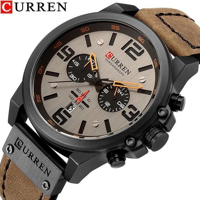 Jam Tangan Pria Analog Tali Kulit Chronograph Curren 8314