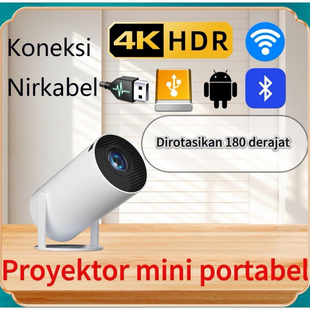 HY300 Proyektor  4K Ultra HD Baik iOS maupun Android bisa melakukan screencast nirkabel  portabel