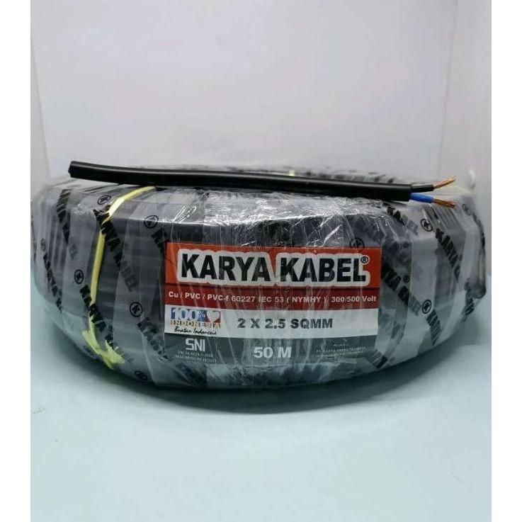 KABEL NYYHY KARYA 2x2.5 2 x 2,5 50MTR KABEL LISTRIK SERABUT HITAM