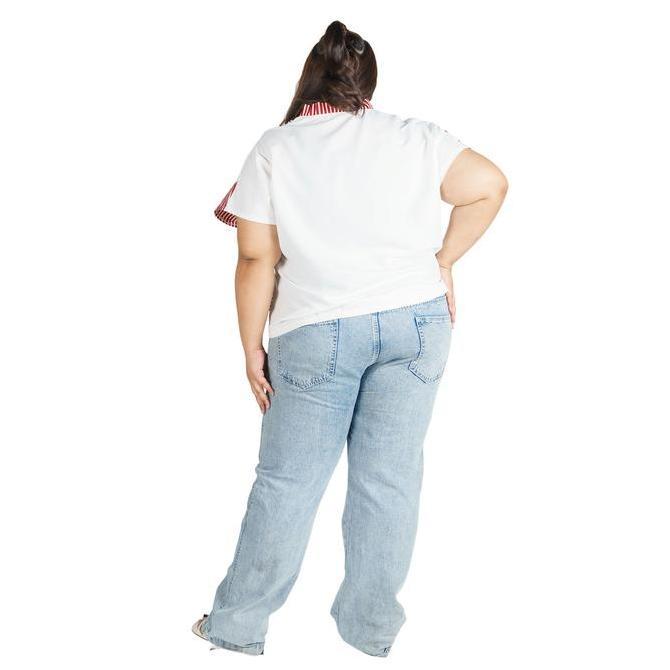 Bhatara Batik Blouse Wanita Rosalind 4704 Putih Fit Katun Kerah Kombinasi