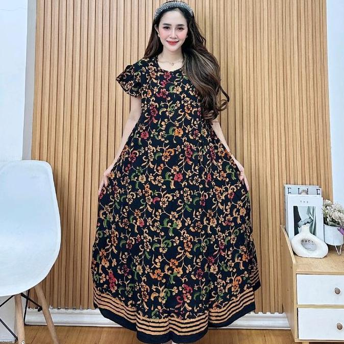 Daster Klok Batik Cap Multi Colour - Daster Jumbo Panjang Busui Bahan Rayon Premium By Batik Cincaro