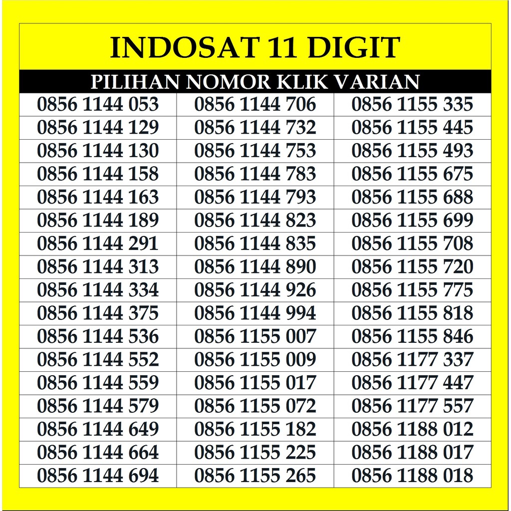 Nomor Cantik Indosat 11 Digit Kartu  Perdana im3