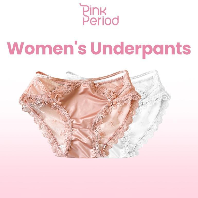 Omagoedang - Pink Period Celana Dalam Renda Seksi Low Waist CD G String Wanita Lace,