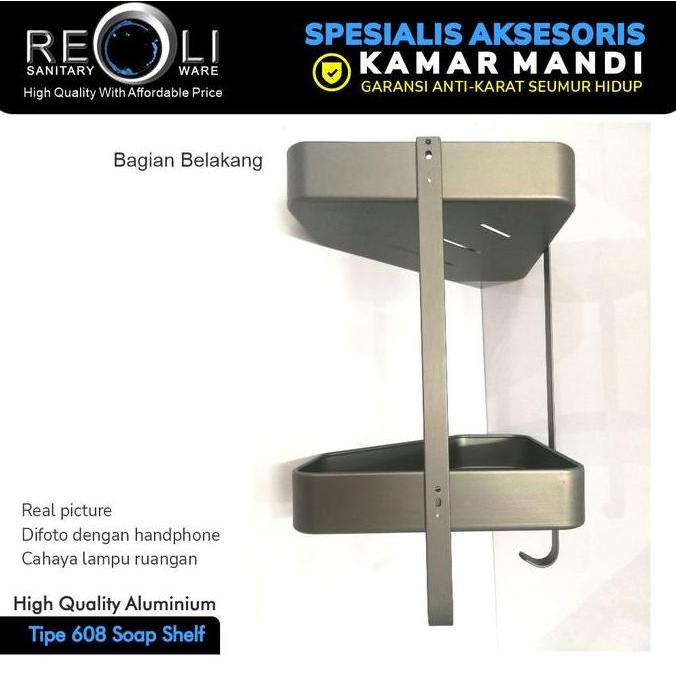 Rak Sabun Sudut Siku 2 susun Aluminium Hitam Black Chrome Dark Nickel Stainless Dark Grey Gray Abu R