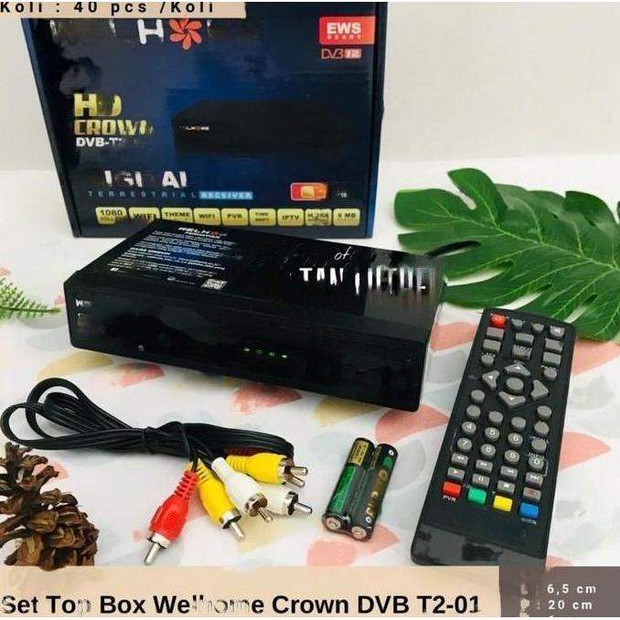 Set Top Box DVBT2 Welhome Crown 01 Free Kabel RCA Antena