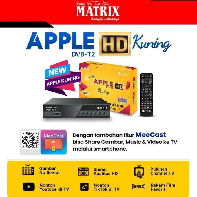 stb dvbt2 matrix apple kuning new + kabel hdmi
