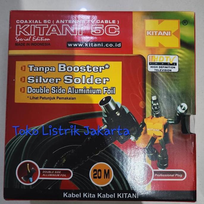 Kabel Antena TV 20M 20 Meter KITANI Tanpa Booster 5C Tembaga Murni