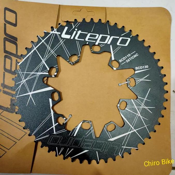 chainring litepro oval 56T hitam double bcd 110 130