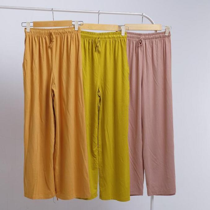 Kulot Panjang Hw Celana Kulot Kaos Spandek Rayon Premium Karet Lembut Melar Nyaman Tali Serut