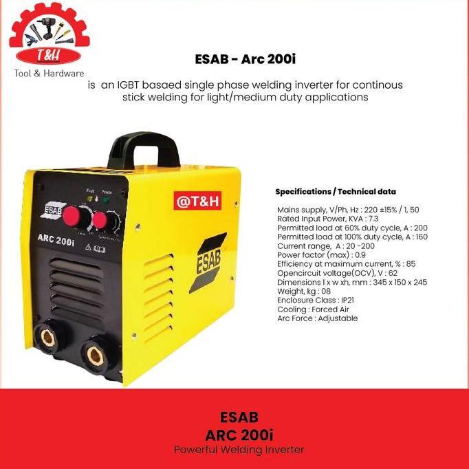 Spesial Esab Welding Machine Arc 200I / Stik Mesin Las Mma 200A / Esab Arc 200I