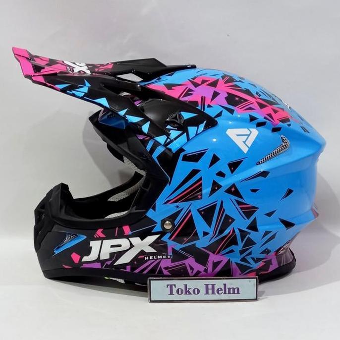 helm JPX cross motif X33 blue doff/metalic Terlaris