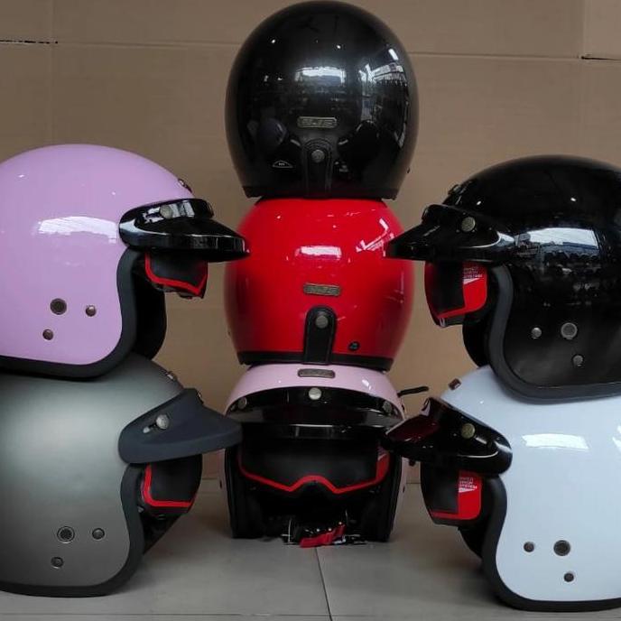 HELM NJS RETRO DOUBLE VISOR SOLID Terlaris