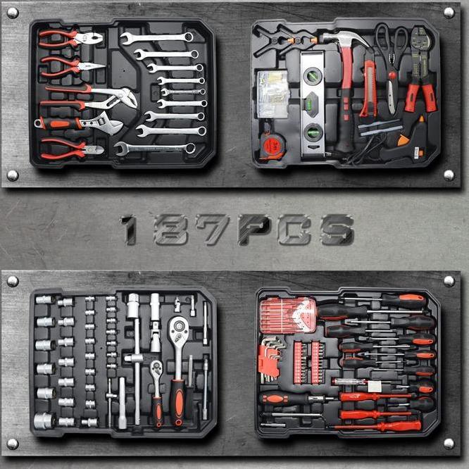 Isku Perkakas Bengkel 187 Pcs Tool Kit Dan Rumah Koper