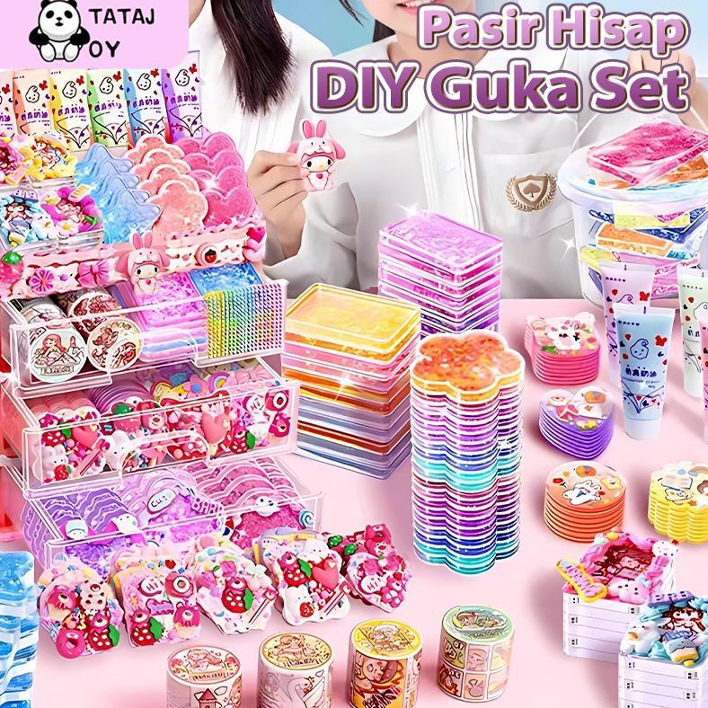 BARUU Tatajoy DIY Gantungan Kunci Pasir Hisap Guka Set Guka Set DIY Keychain Guka Stiker DIY Deco Cr