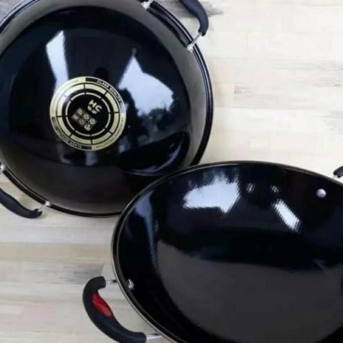 PENGGORENGAN / KUALI / WAJAN HITAM ENAMEL 40 CM SUPER TEBAL