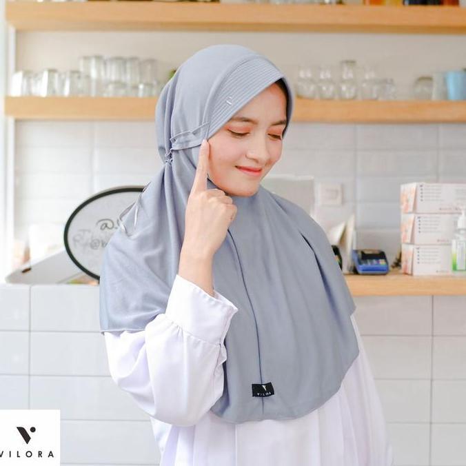 VILORA JILBAB KERUDUNG SEKOLAH ABU SEDANG XL