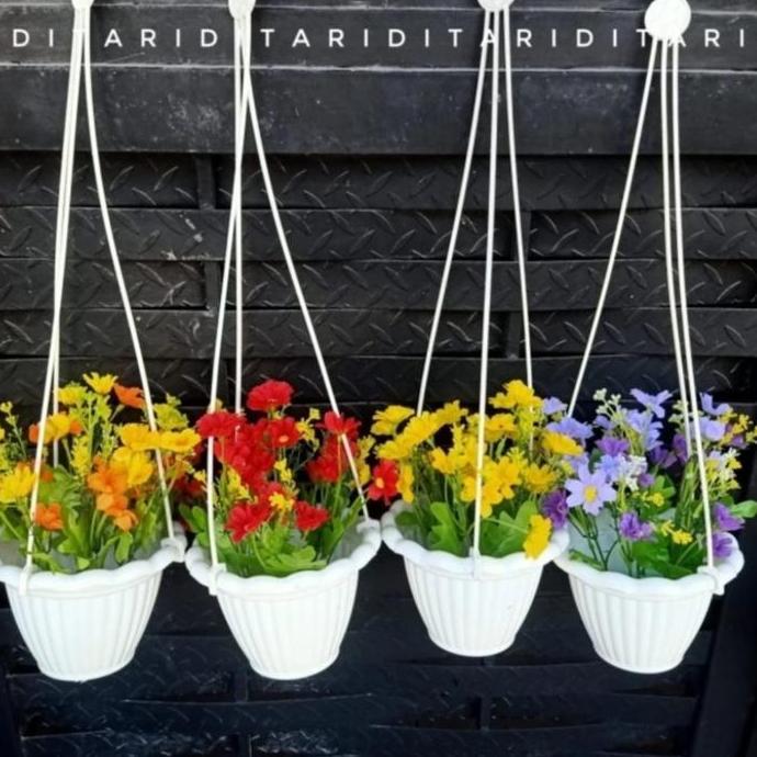 Promo Bunga hias plastik bunga aster bunga krisan plastik pot gantung hias COD