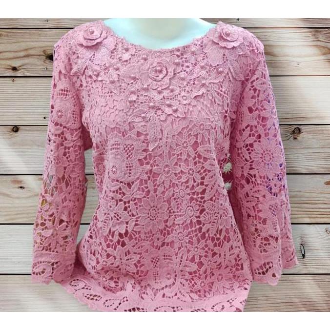 DS189 >> PICKCLOTH - D 53397/8 atasan wanita lengan panjang brokat / blouse brukat terbaru kekinian 